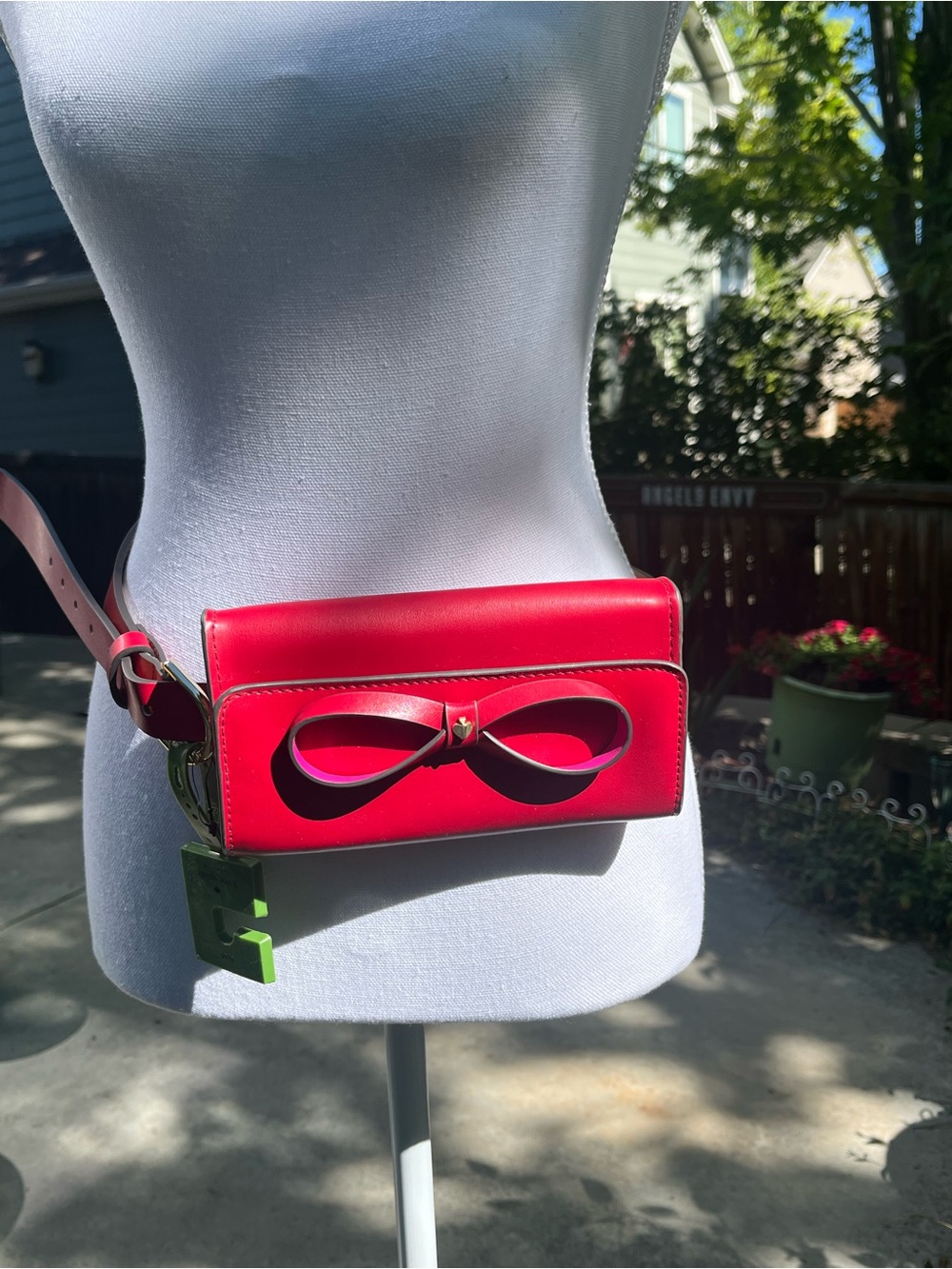 kate spade Bright Red Leather Bow Accent Belt Bag